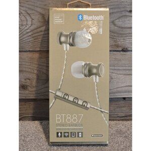 NEW Sentry Stereo Bluetooth Wireless (wire free) Earbuds (BT887) GOLD Pouch